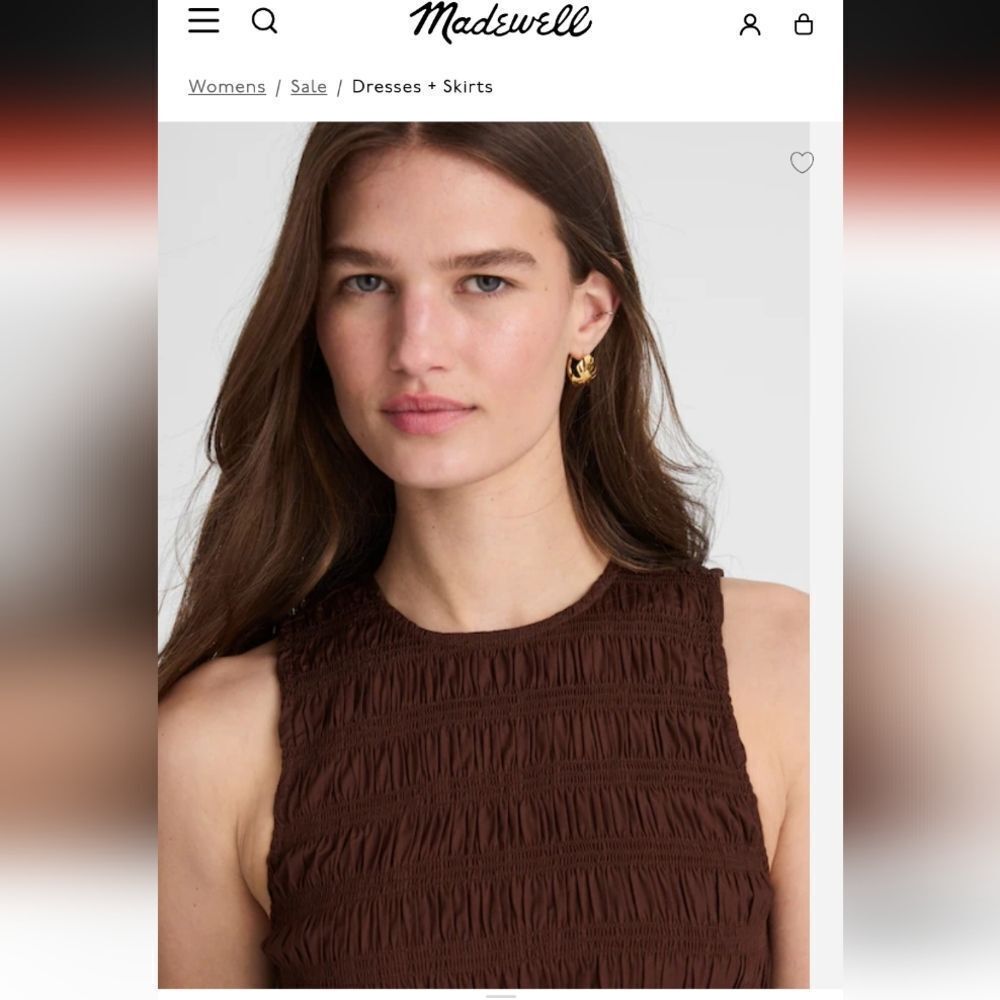 NWT Madewell The Melody Smocked Mini Dress Roasted Chicory Brown Size XL - Picture 13 of 13